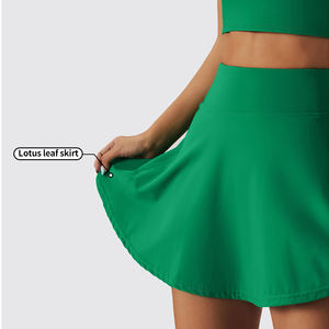 Benutzer definierte atmungsaktive Frauen 2 PCS Trainings kleid High Waist Tennis Shorts Gym Yoga Röcke für Frauen - Product Image 2