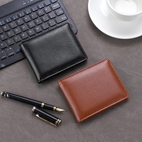 Dompet Pria Minimalis Lipat Tipis Bahan Kulit Lembut, Tempat Kartu Terbuka, Model Slim, Barang Baru