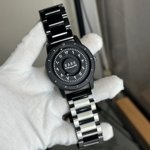 Montre-bracelet à quartz de luxe personnalisée avec chiffres arabes pour homme, bracelet unique en acier inoxydable, montre de sport à boule magnétique, cadran antique Sabr - Product Image 2