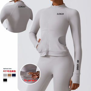 Venta al por mayor LuLu chaqueta de cremallera de alta calidad para mujer Fitness Yoga desgaste de manga larga Tops <span class=keywords><strong>ropa</strong></span> deportiva al aire libre abrigo dedo agujero chaqueta - Product Image 1