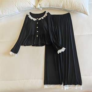 <span class=keywords><strong>Pigiama</strong></span> donna pantaloni lunghi manica lunga due set di lusso primavera e autunno con petto pad puro vento abbigliamento domestico - Product Image 6