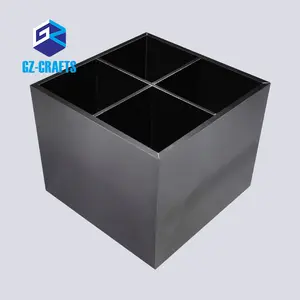Kotak kubus kosmetik akrilik hitam pengatur kosmetik dengan kaki karet