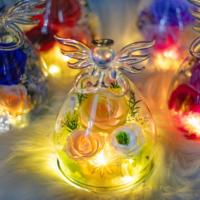 Lovebay Valentijnsdag cadeau Eeuwige Rozen in Hoekglas met Licht Stabiliseerde Bloemen Echte Ge conserveerde Rozen in Glas voor Moeder