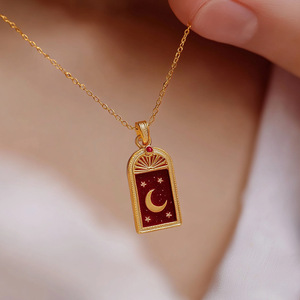 Fábrica al por mayor corazón estrella colgante collares chapado en oro Cadena de acero inoxidable collares de moda para niñas MOQ solo una pieza - Product Image 3