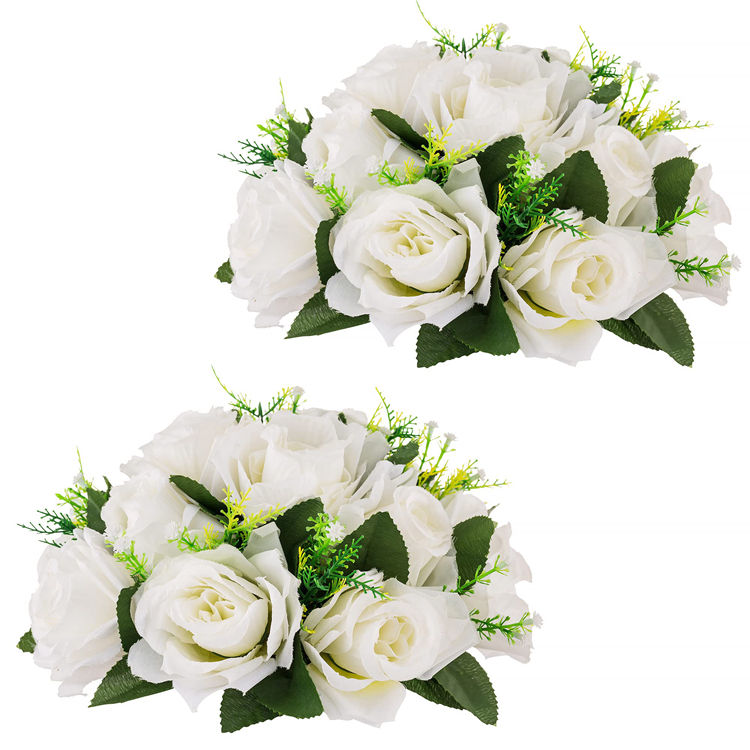 Rosa Blanca de Plástico Elegantes Flores Artificiales para Eventos