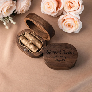 Personalized Custom Walnut Wood Oval <b>Ring</b> Necklace and Jewelry Storage <b>Box</b> - Product Image 1
