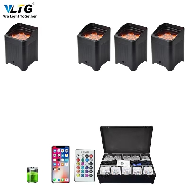 Wireless DMX 6x18W IP65 Waterproof LED Par Wash Light Battery Powered  RGBWA UV 6in1 Uplights for DJ Stage Wedding & Event