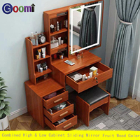 Ensemble de meubles de chambre moderne style Mid-Century, coiffeuse convertible avec éclairage LED et miroir réglable, table de maquillage pour hôtel