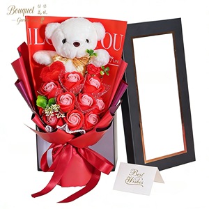 Venta al por Mayor de los Mejores Regalos para el Día de San Valentín 2026, Oso de Peluche Hecho a Mano, Moderno y Ecológico, Ramo de Rosas Artificiales de Jabón - Product Image 2