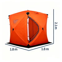 Tente de pêche pliable thermique extensible, facile à monter, en tissu Oxford imperméable, avec structure en fibre de verre, grande taille pour 3-5 personnes, toit surélevé