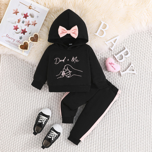 ชุดฮู้ดดี้แขนยาวน่ารักสำหรับเด็กผู้หญิง ขายส่ง หลายสี พร้อมโบว์สวยงาม สวมใส่สบาย เหมาะสำหรับฤดูใบไม้ร่วง สำหรับเด็กอายุ 3 ปี - Product Image 1