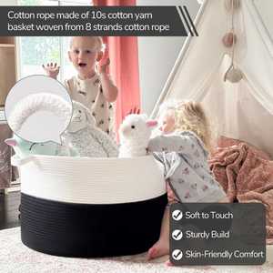 Extra <b>Large</b> Blanket Woven Laundry <b>Basket</b> 21.7x 13.8 Inch Cotton Rope Laundry Hamper Living Room for <b>Storage</b> Toys Clothes - Product Image 2