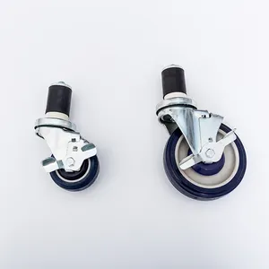 Ruedas de tubo magro 3 "4" palanca de inserción freno de rueda universal rueda direccional ruedas de carro rueda de rotación