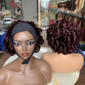 High Density Bouncy <b>Curly</b> <b>Headband</b> Wigs Human Hair Cuticle Aligned Raw Wigs Ready To Ship - Product Image 2