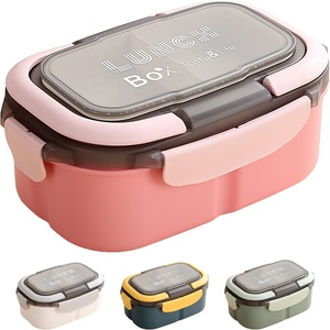 Cartoon Bento Lunch <b>Box</b> Eco-friendly <b>Plastic</b> Lid Portable Fast Food <b>Box</b> for Students Office Workers 1-3L Capacity Dual Tier 2 - Product Image 1