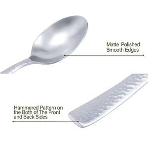 Vente en gros d'argenterie forgée à la main Couverts en acier inoxydable pour restaurant de mariage Ensemble de couverts martelés en argent mat - Product Image 5