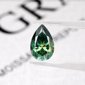 Piedra Suelta de Moissanita Verde, Corte Pera, Claridad VVS1, Certificación GRA para Fabricación de Joyas - Product Image 4