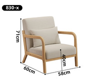 Sillas de Madera Maciza de Estilo Escandinavo Moderno y Japonés, Sofá Individual Informal con Tela Lavable Extraíble para Sala de Estar
