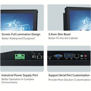 Touchwo 8 10.1 12 15 17 19 21.5 inch không quạt công nghiệp bảng điều chỉnh PC treo tường với nhiều cổng nối tiếp nhúng - Product Image 2