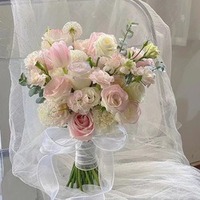Maßgefertigte Hochzeitsblumenarrangements Künstliche Blumen Real-Touch-Blumen Brautstrauß Rosa Tulpe Calla-Lilie Hochzeitsdekoration