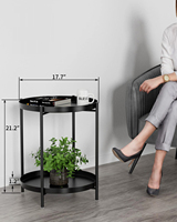 Chambre à coucher en métal à 2 niveaux pour l'intérieur et l'extérieur avec plateau amovible Petit canapé imperméable Tables basses pour salon Balcon Bureau