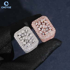 Anillo de Plata de Ley 925 con Moissanita VVS y Diamantes Multicorte, Estilo Hip Hop, Completamente Pavimentado, para Fiesta, Unisex - Product Image 3