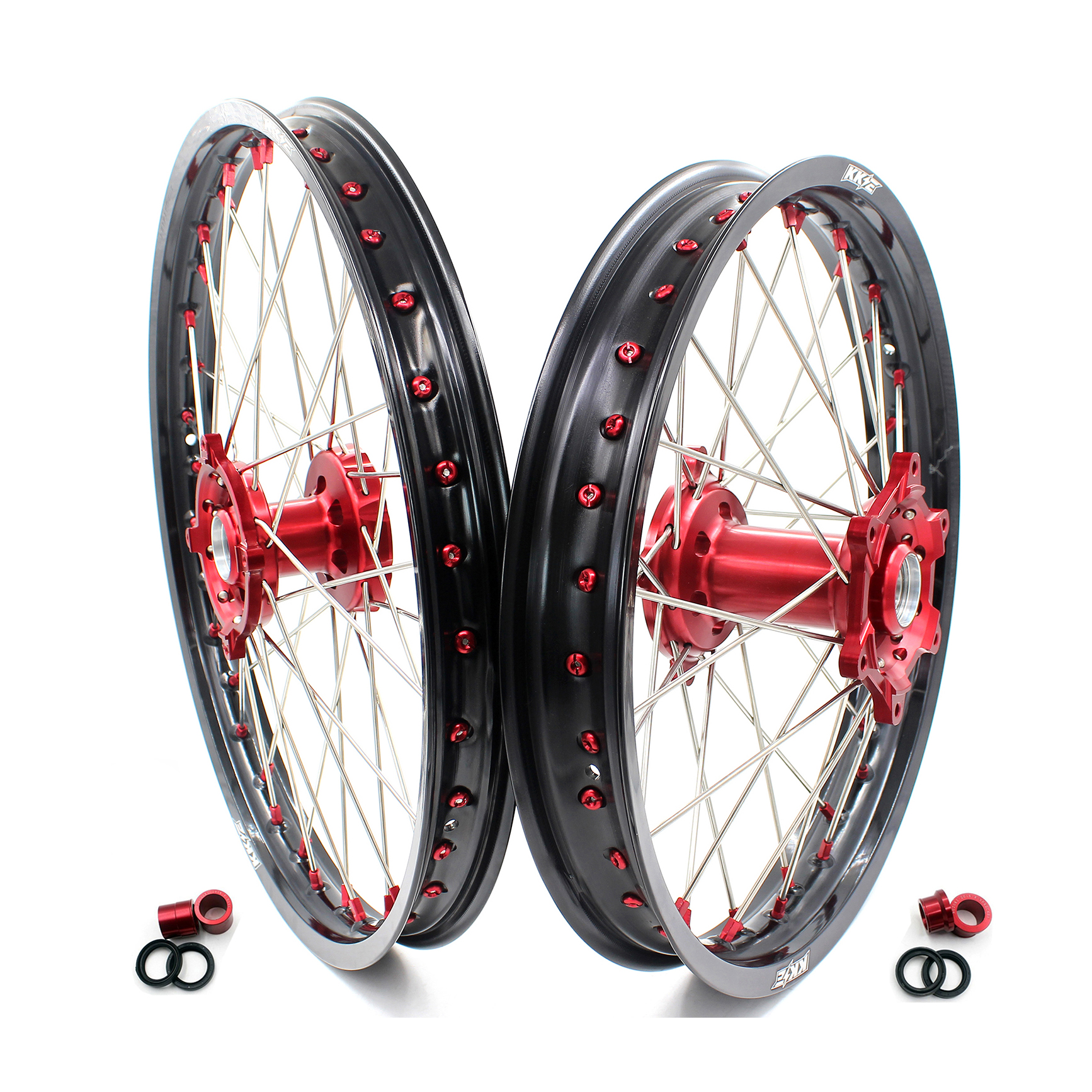 KKE мотоцикл 21/19 CNC Motobike Supermotard MX Комплект Колесных ободов, совместимых с SUZUKI RMZ250 RMZ450 Красный концентратор/соска