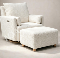 Moderner Sherpa Boucle Drehsessel mit Fußhocker Elektrischer Relaxsessel für Wohnzimmer Schlafzimmer