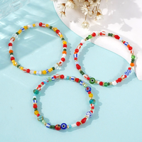 Ensemble de bracelets en cristal de couleur exotique faits à la main, ensemble de perles colorées mélangées