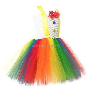 Costume de clown effrayant pour enfants de 2 à 12 ans Vêtements de fête de carnaval arc-en-ciel pour bébés filles Circus Jokers Tutu Dress Outfit - Product Image 4