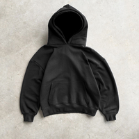 Pull-over unisexe noir uni à double capuche, coupe ample et oversize, 100% coton épais 500 g/m², avec logo personnalisé, style streetwear pour fabricants