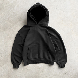 Sudadera Unisex con Doble Capucha, Negra, Oversize, Corte Cuadrado, 100% Algodón Grueso de 500 g/m², con Logotipo Personalizado para Fabricantes de Ropa Urbana - Product Image 4