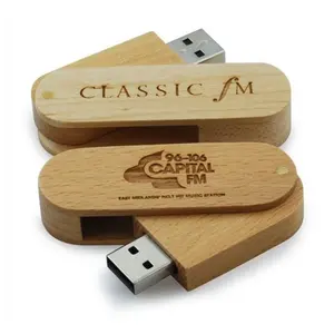 Hadiah baru USB 3.0 pendrive kayu dengan Logo bossed kayu putar usb flash disk 8GB 3.0 USB kayu