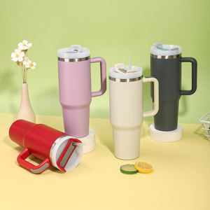 40oz H2.0 <b>Handle</b> Car <b>Travel</b> Tumbler Vacuum <b>Mug</b> Lid Straw Non-Slip Base OEM ODM Custom Color - Product Image 5