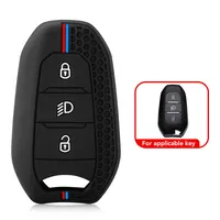 Housse de clé en silicone, étui de clé, porte-clés pour Peugeot 3008 307 308 207 208 407 508 206 2008 301 5008 pour Citroën C2 C3 C4 C5