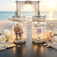 Bouteille en verre lumineuse de Noël 500 ml, lampe, bouteille à vœux, verre Mason, artisanat fait main, vente en gros, décoration de mariage