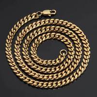 Collier unisexe tendance en acier inoxydable plaqué or 18 carats et rhodium, chaîne cubaine hip-hop à motif géométrique, largeur 4/5/6/7/8/9 mm