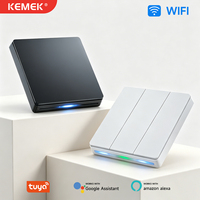Interrupteur intelligent WiFi Kemek 1 2 3 4 Gang avec commande vocale pour Alexa Google Home, norme européenne, interrupteur mural intelligent pour éclairage
