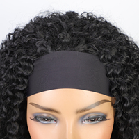 Perruques Bandeau Bouclées Kinky pour Femmes Noires, Courtes, Afro Bomb, Synthétiques Volumineuses, Sans Colle, Noir Naturel