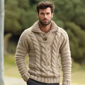 2023 Polo personalizado tejido de talla grande suéter patrones suéter Hombre con botón