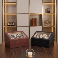 Boîte à remontoir de montres classique en cuir PU, 4 emplacements avec 6 compartiments de rangement pour 10 montres, intérieur en velours beige, certifiée WCA