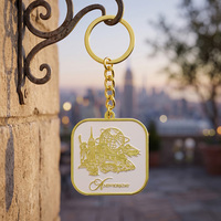 Porte-clés personnalisé en alliage de zinc émaillé plaqué or, avec motif en relief 3D des monuments de New York, idéal pour les touristes et les cadeaux de ville
