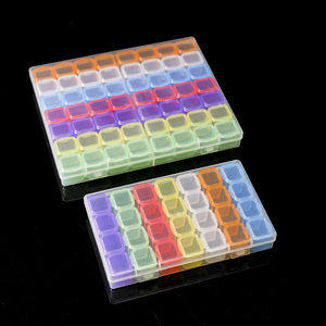 Nail Art Storage Box 28 56 Compartment Plastic Desktop Organizer With Hinged Lid For Rhinestones Jewelry Accessories - Product Image 4