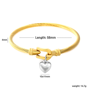 Bracelets en acier inoxydable plaqué or 18 carats pour femmes, avec breloque étoile de mer, chaîne trombone, perles et cœur, bijoux de mode en gros - Product Image 4