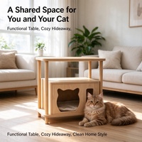 Table d'appoint et table basse USMILEPET pour humains et animaux, meuble en bois avec griffoir en sisal pour chat, lit pour chat d'intérieur