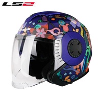 Casque de moto LS2 3/4 en ABS, design rétro, double visière, visière toutes saisons, certifié 3C, homme femme OF570