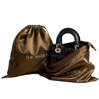 Ensemble de sacs de rangement anti-poussière classiques en satin avec cordon de serrage et logo personnalisé, emballage cadeau pour salon, pour parfums et vêtements
