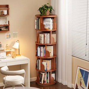 Étagère à livres rotative à 360 degrés en bois massif, bibliothèque d'<span class=keywords><strong>angle</strong></span>, étagère de rangement pour salon, chambre, bureau, gain de place - Product Image 2