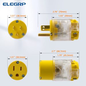 Elegrp ABS và vật liệu đồng 15A 125V thắp sáng lưỡi thẳng điện Cắm và kết nối bộ phích cắm & ổ cắm - Product Image 5