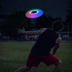 Unisex Custom Rechargeable LED Flying Disc 7 Lighting Modes Outdoor Sports Frisbeed With Type-C Interface Electronic Flying Toy